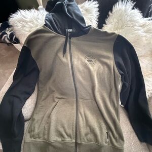 Vans Olive and Black Zip-Up Hoodie